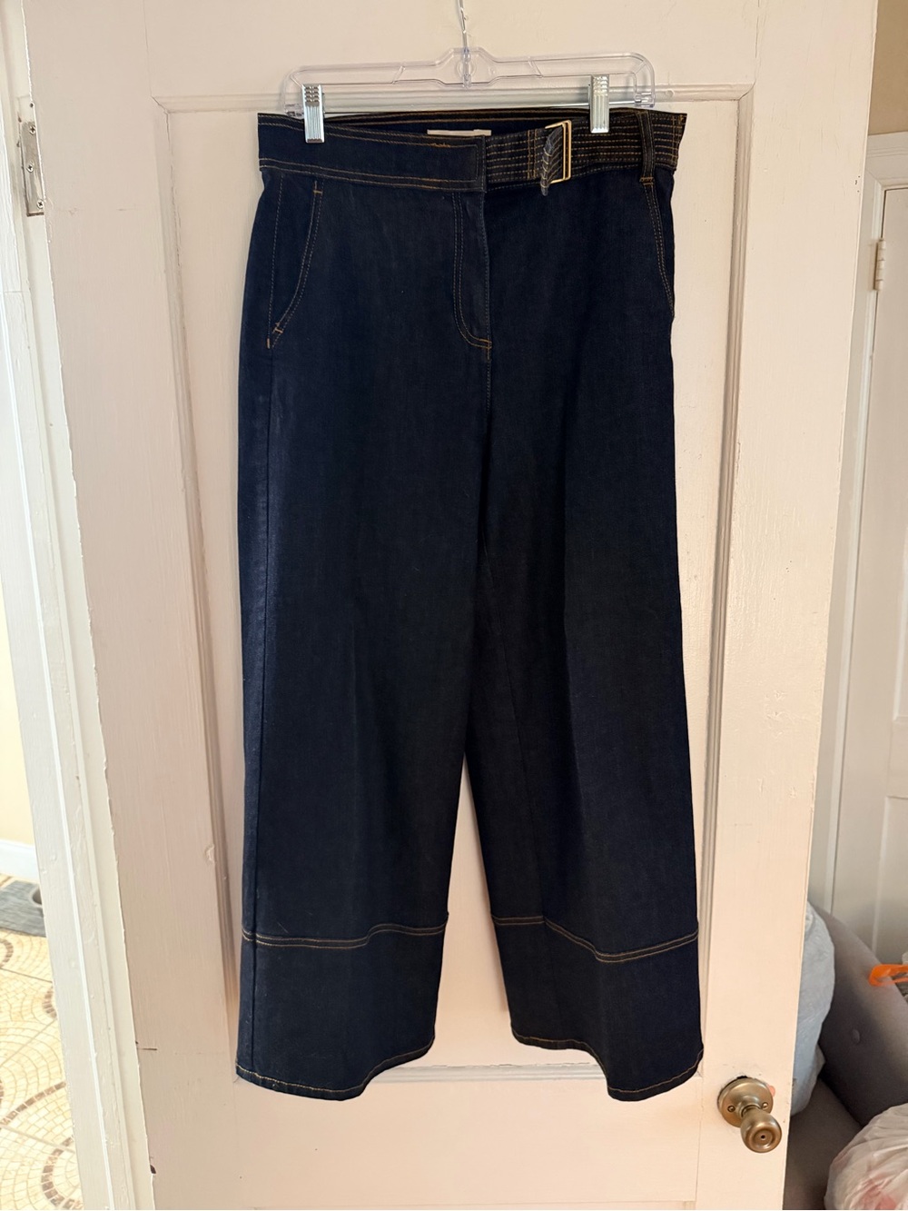 Tory Burch Dark Wash Wide Leg Jeans with Belt | Size 30